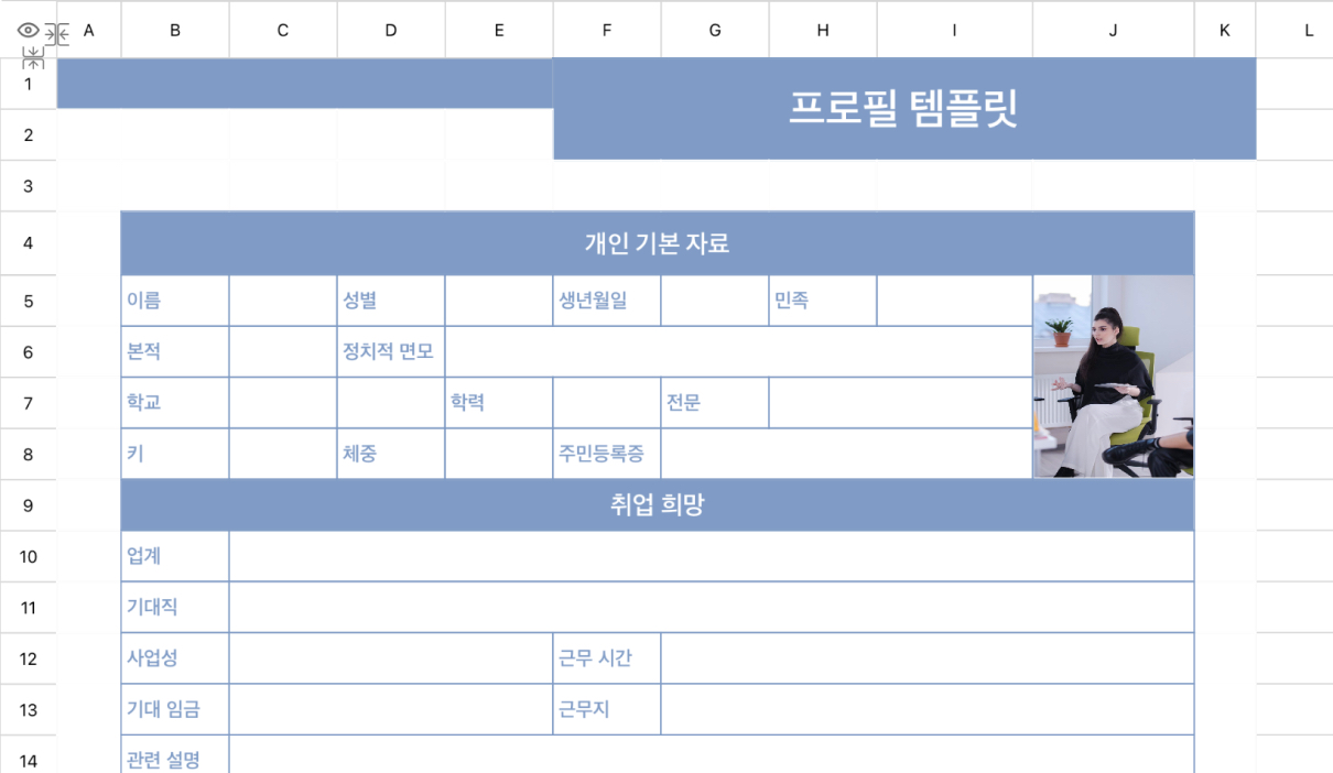 연한 파란색 이력서